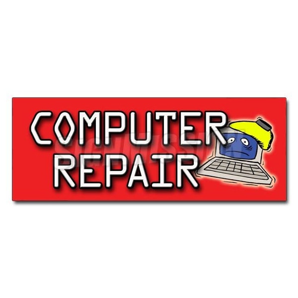 COMPUTER REPAIR DECAL sticker monitor screem mouse keyboard network fix, D-12 Computer Repair